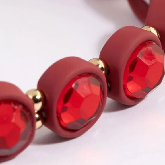 LOVISA Contemporary Gold Bead/Ruby Red Crystal Bracelet**NEW! - Picture 4 of 5